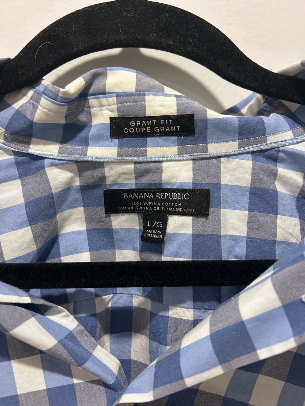 Banana Republic Blue and White Gingham Button-Down Shirt - Grant Fit